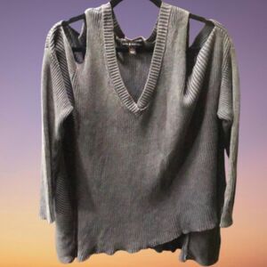 y2k Rock & Republic Ribbed Faded Grey Oversized Sweater XL